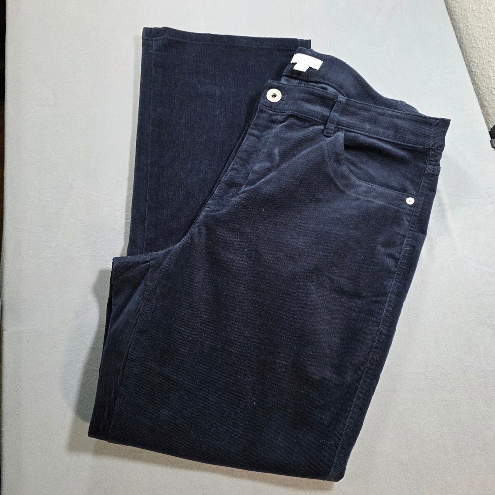 J.Jill Womens Navy Blue Corduroy Straight Leg Pants 5-Pocket Size 14P Mid Rise